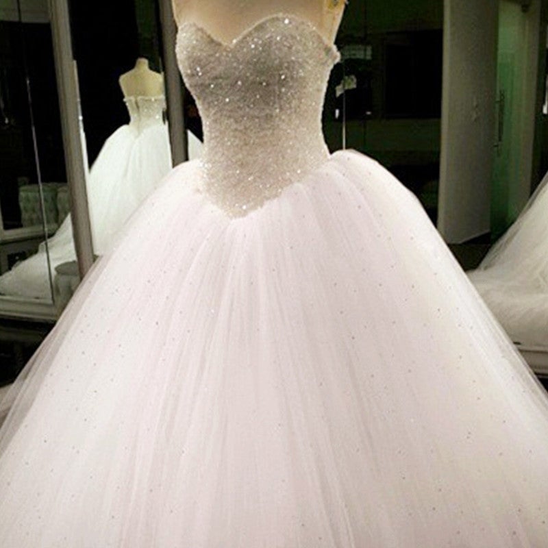 Bling Bling Sweetheart Drop Waist Wedding Princess Dresses Lace Appliq ...