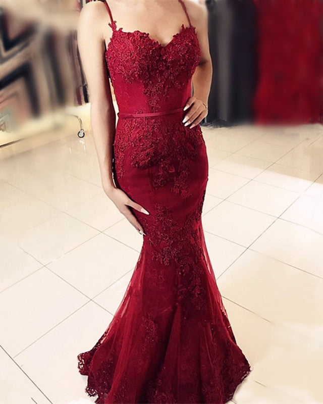 Elegant Sweetheart Lace Mermaid Prom Dress Floor Length Evening Gowns ...