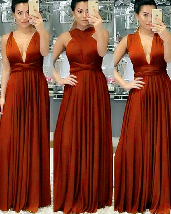 Rust Orange Convertible Dress For Bridesmaids Alinanova 1026