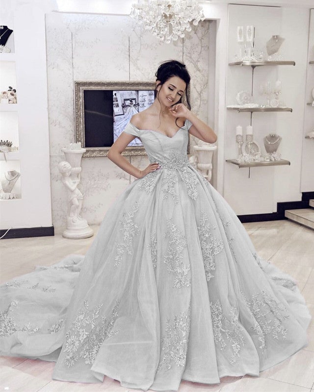 Elegant Prom Dresses Lace Appliques Ball Gown Off Shoulder – alinanova