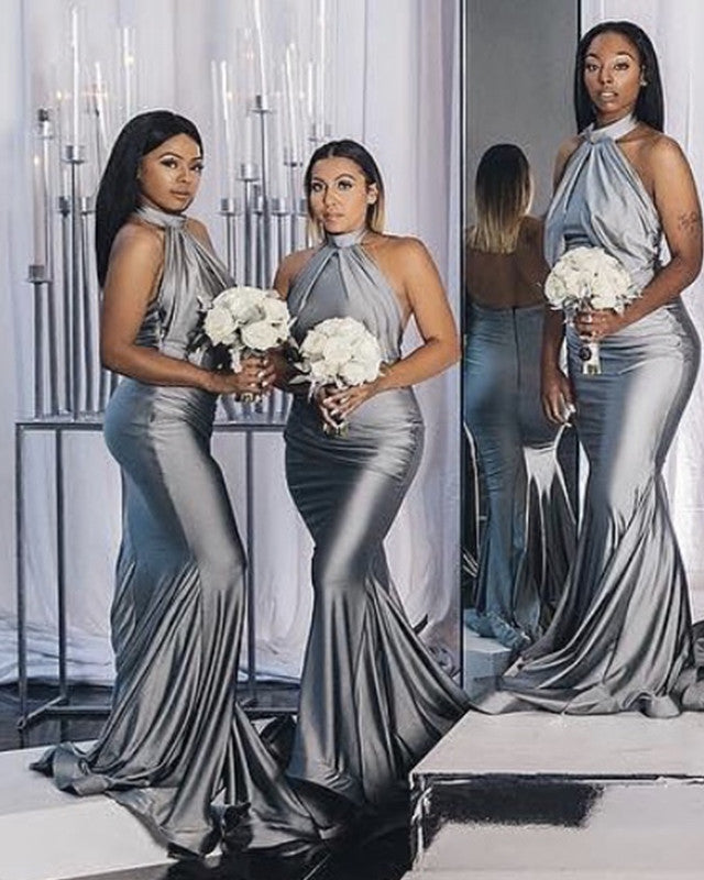 grey silver bridesmaid dresses