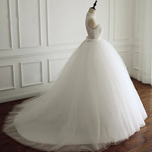 Load image into Gallery viewer, High Neck Open Back Tulle Ball Gown Wedding Dresses
