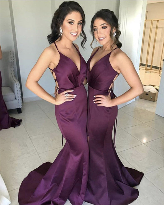 satin mermaid bridesmaid dresses