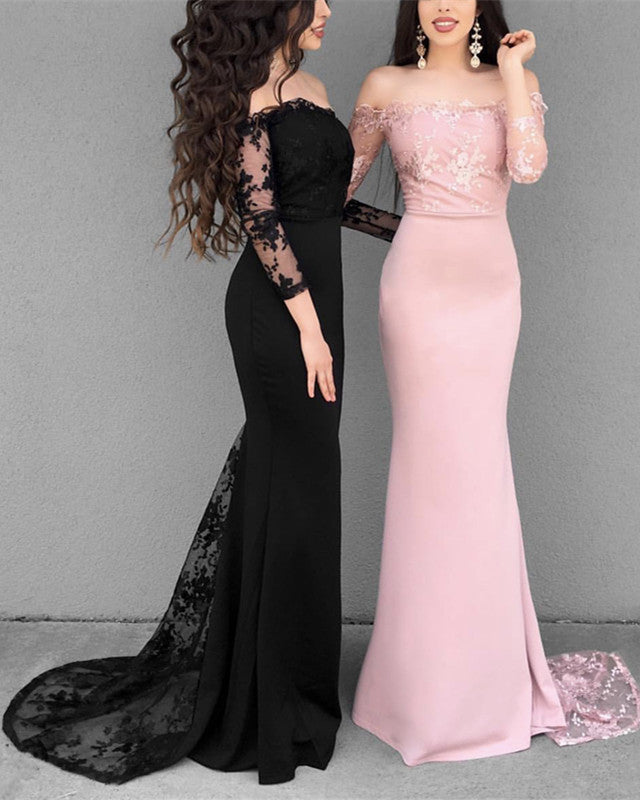 long sleeve mermaid gown