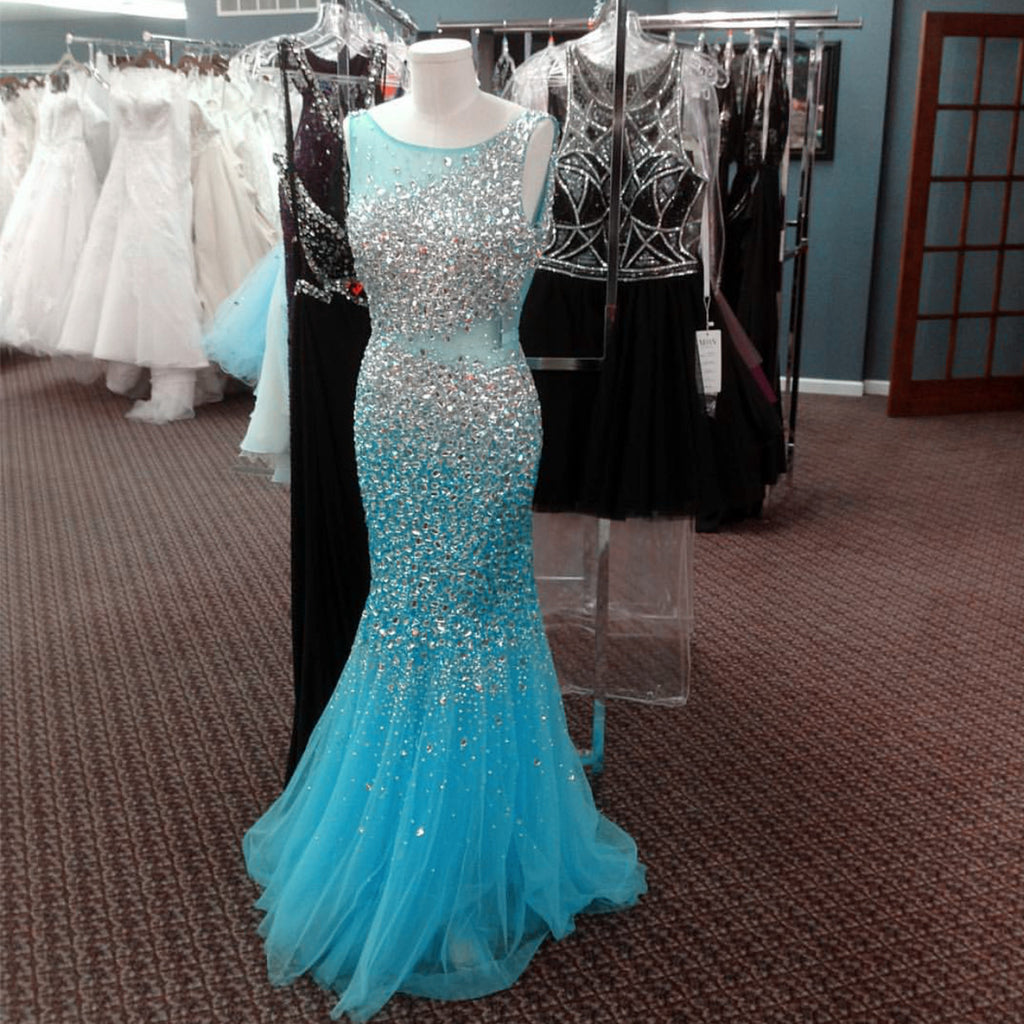 mint green mermaid prom dress