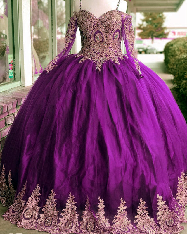 lavender and gold quinceanera dresses