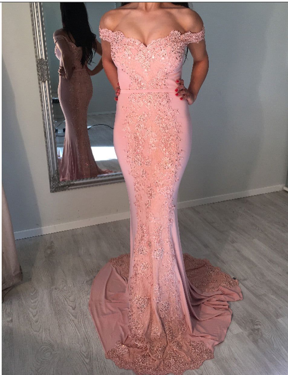 Sexy Off Shoulder Long Pink Mermaid Prom Dresses 2018 – alinanova