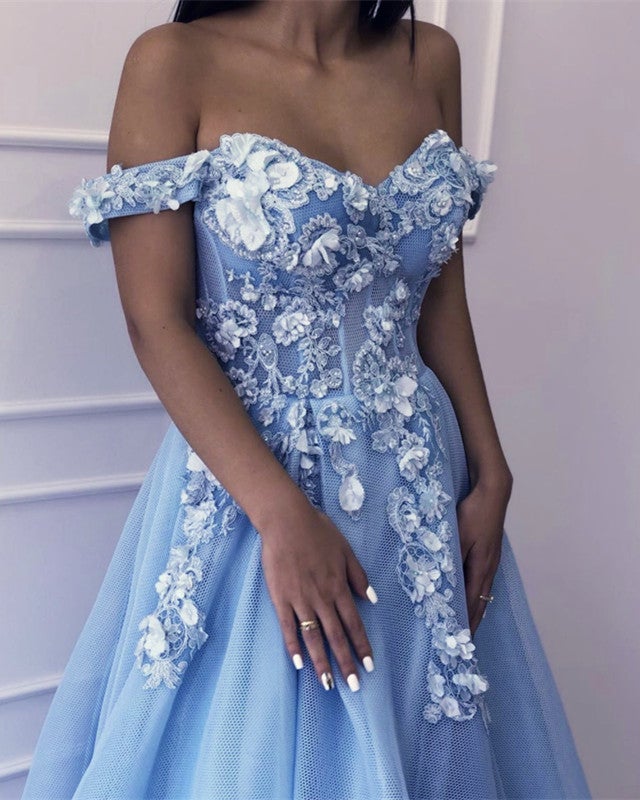 Tulle And Lace Embroidery Evening Dresses Off Shoulder – alinanova