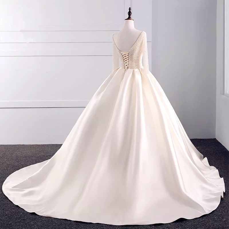 Bling Bling Sequins Beaded Champagne Wedding Dresses Ball Gowns – alinanova