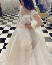 Sparkle Wedding Dress Ball Gown Long Sleeves – alinanova