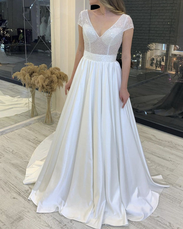 Elegant Princess Wedding Dress 3/4 Sleeves – alinanova