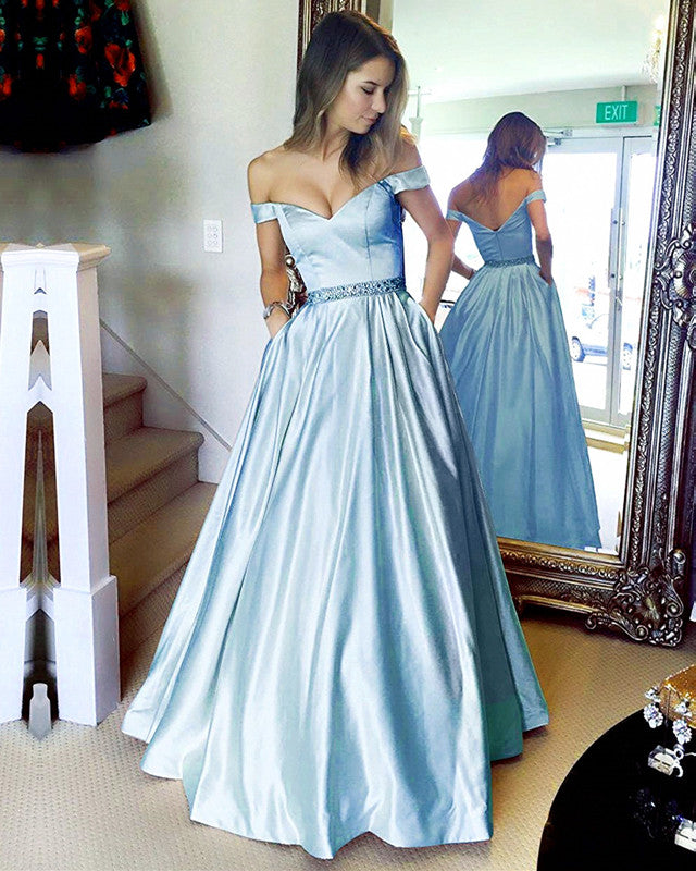 light blue formal dresses long