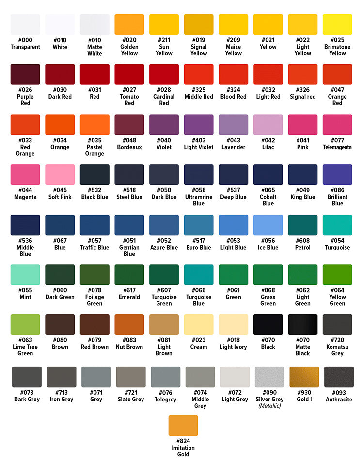 Oracal 751 Color Chart