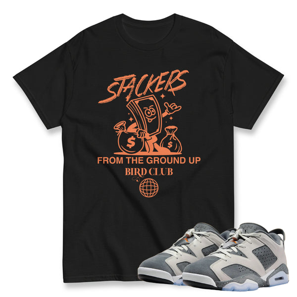Shirts and clothing to match the Air Jordan 6 PSG low Cement Grey release