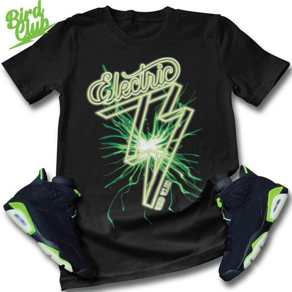 Retro 6 electric green shirt to match