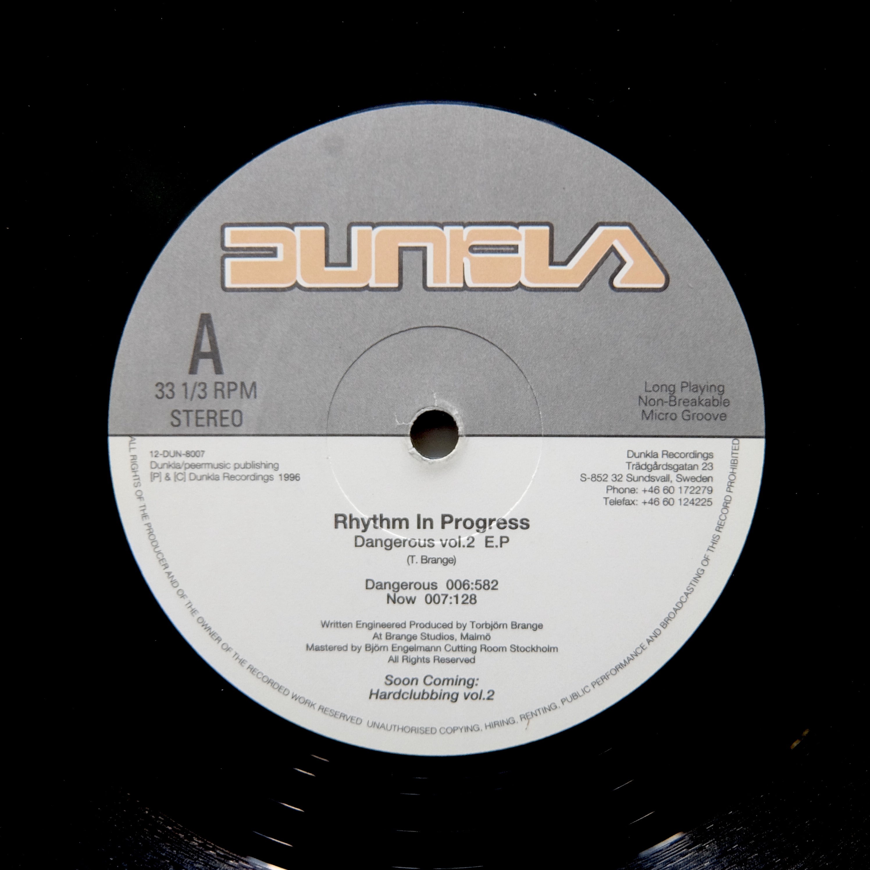 RHYTHM IN PROGRESS "Dangerous Vol.2" RARE DUNKLA DEEP HOUSE 12"