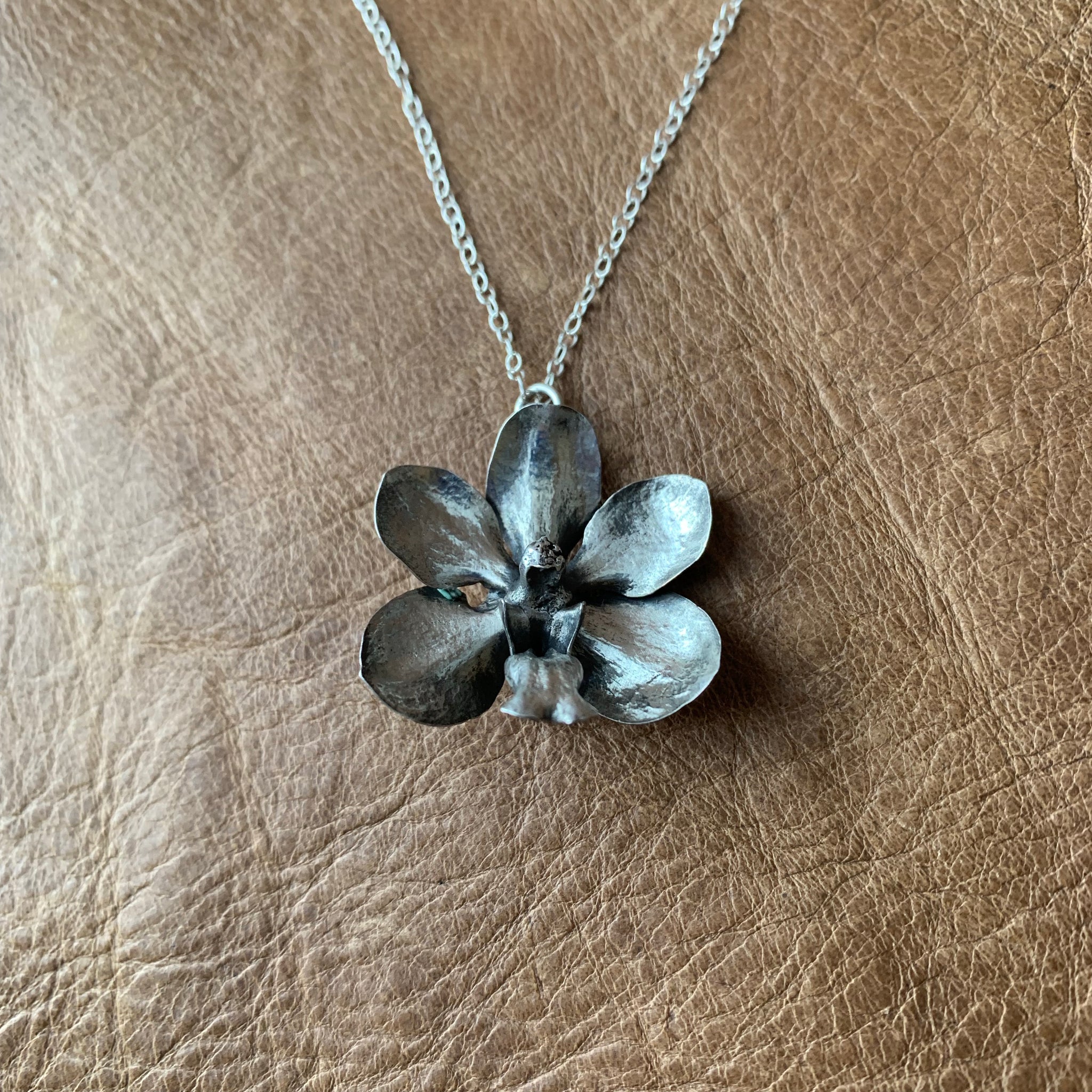 Sterling Silver Orchid Necklace – Pearls and Spurs Studio