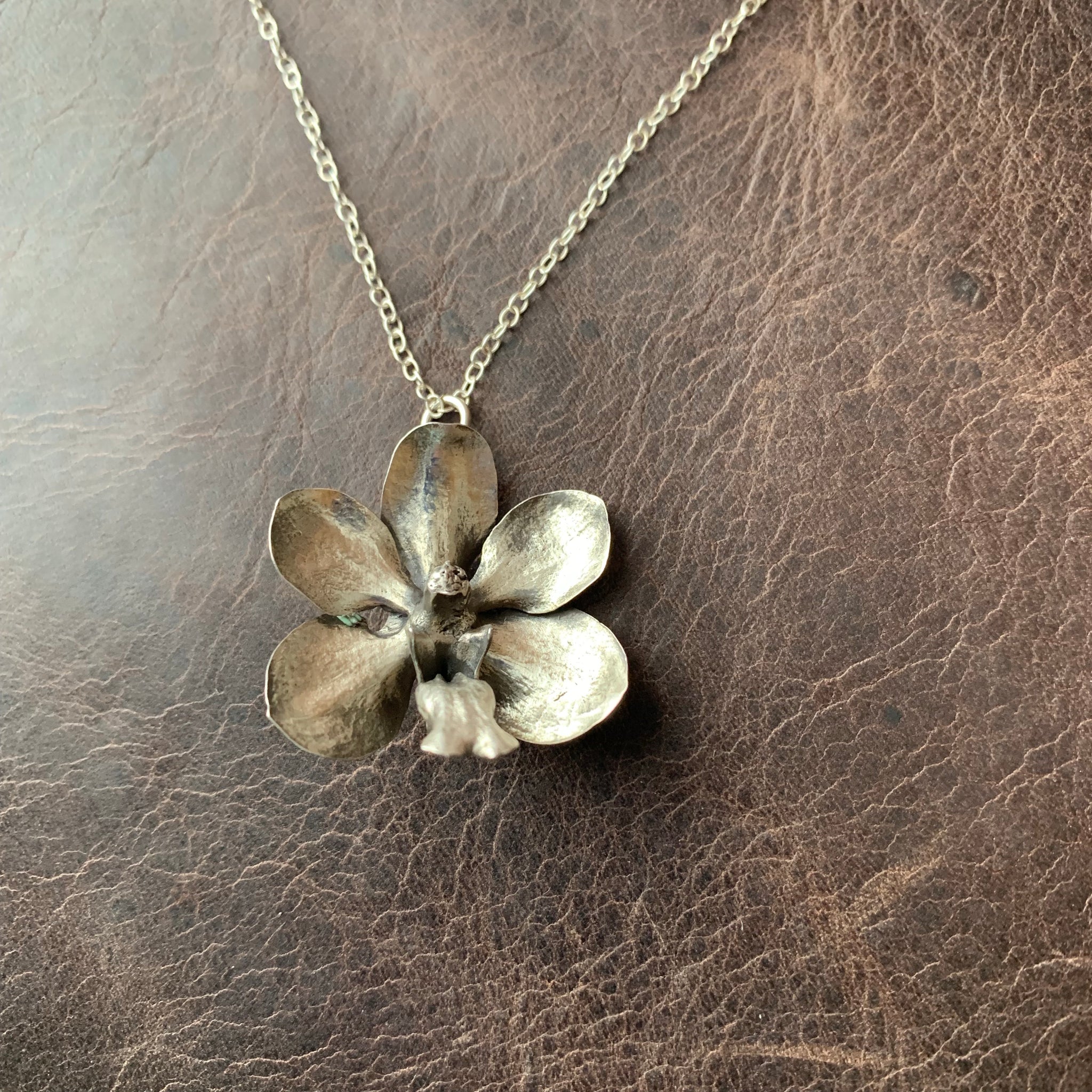 Sterling Silver Orchid Necklace – Pearls and Spurs Studio
