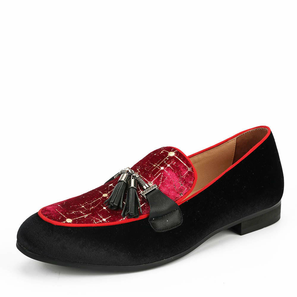 red and black dress shoes