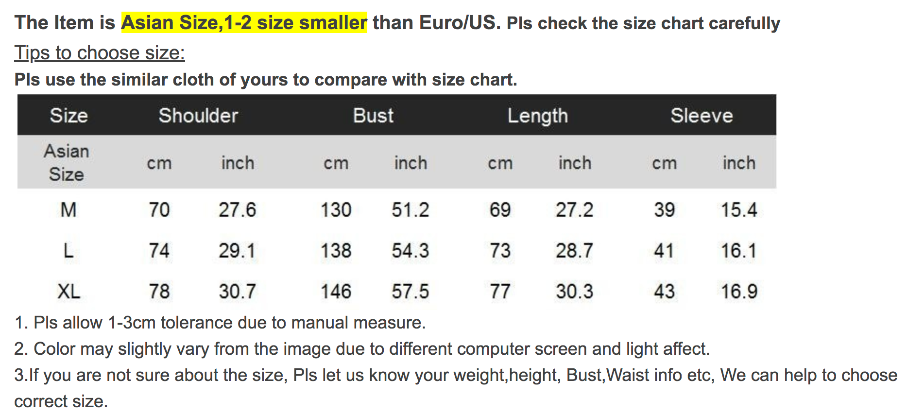 Cn Size Chart