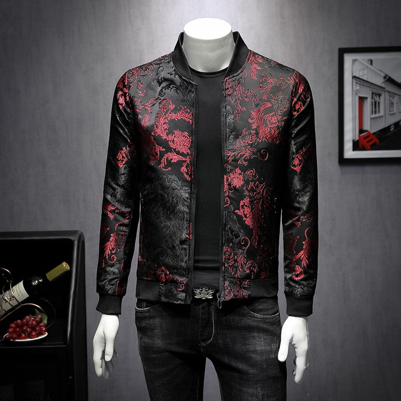 Black with Red Rose Casual Print Men 