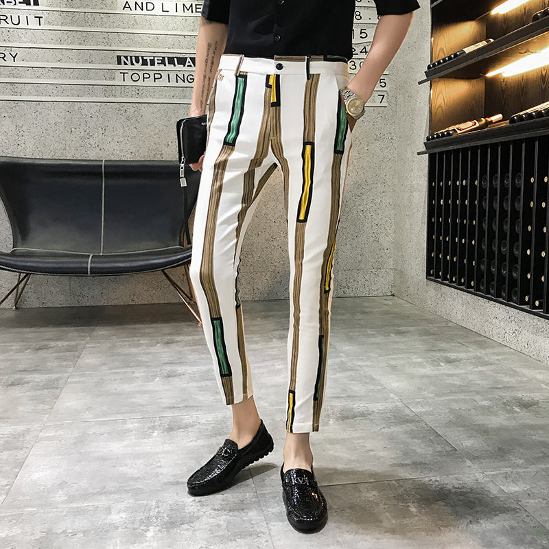 Wood Stripe Print Slim Fit Casual Style Men Trouser Fanfreakz