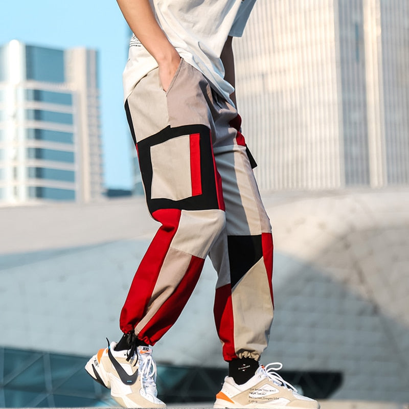 color block joggers mens