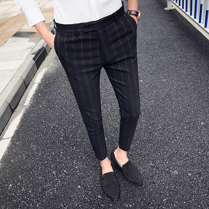 men's black checkered pants