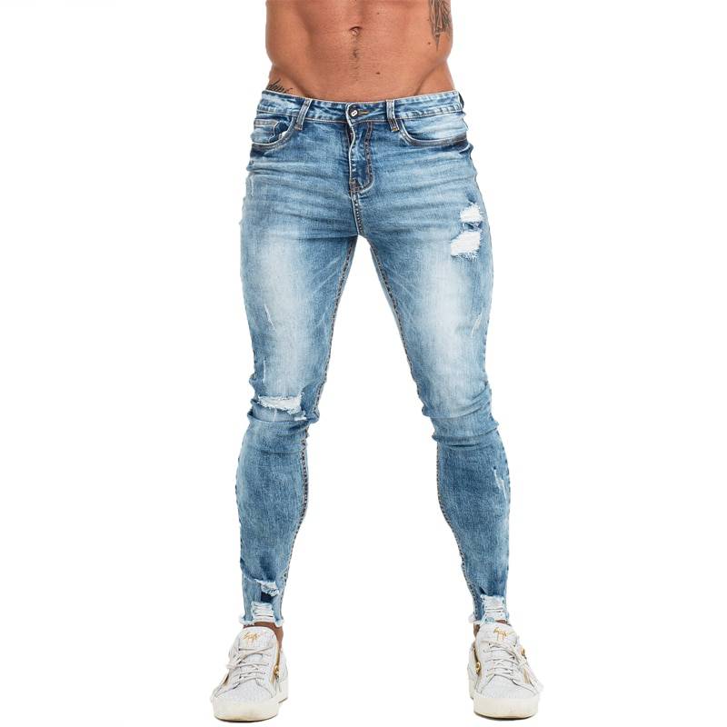 Super Skinny Jeans Men Non Ripped Stretch Denim Pants Elastic