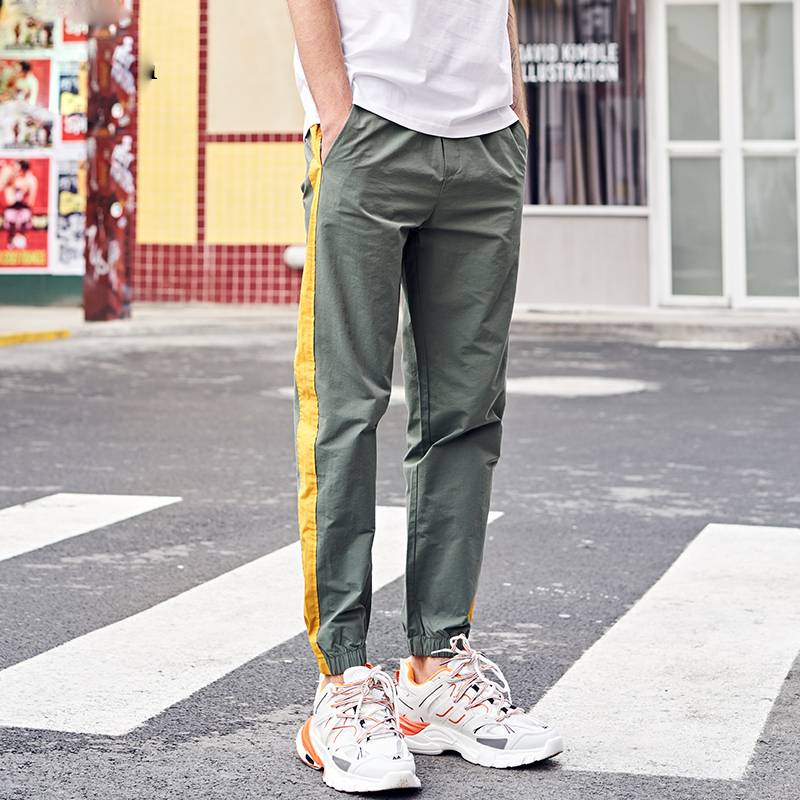 men's fashion colorblock striped casual pants