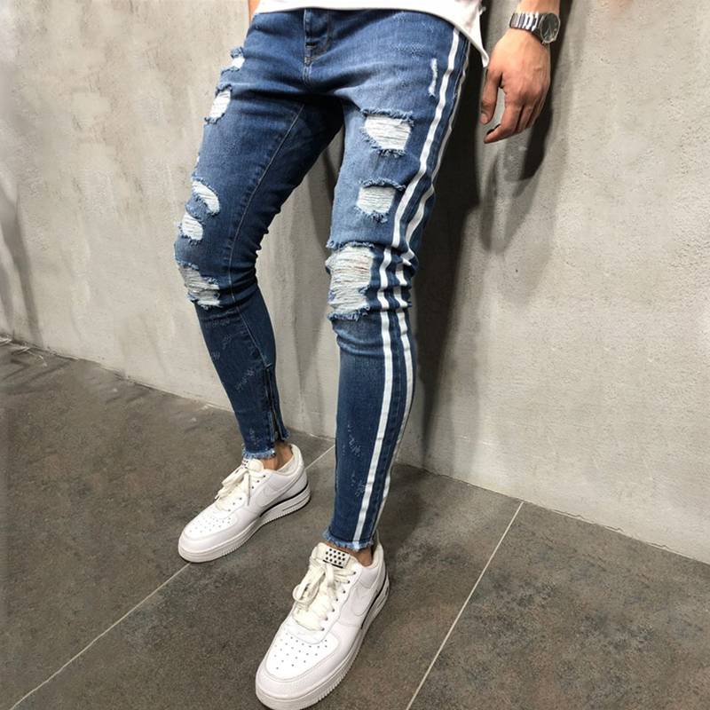 skinny jeans with side stripe mens