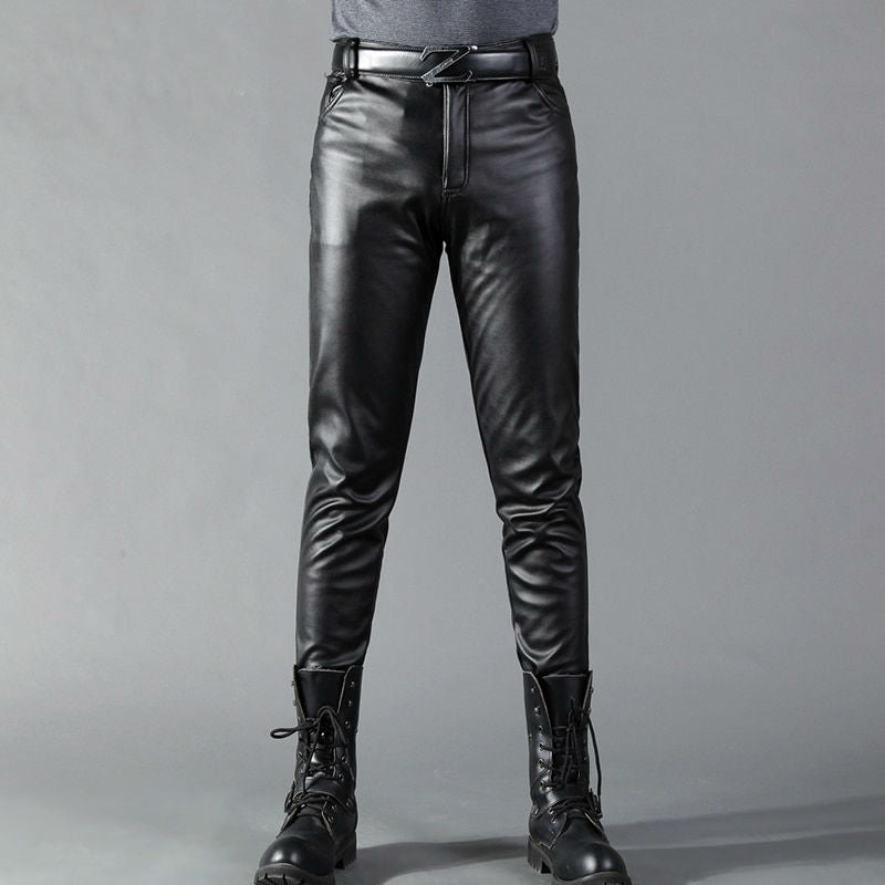 Classic Solid Black Faux Leather Long John Pants – FanFreakz