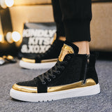 Black Gold High Top Sequin Men Sneakers