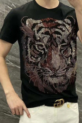 Tiger Rhinestone Applique T-Shirt