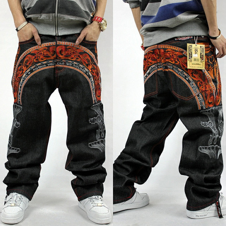 Loose Style Oriental Embroidery Hip Hop Men Jeans – FanFreakz