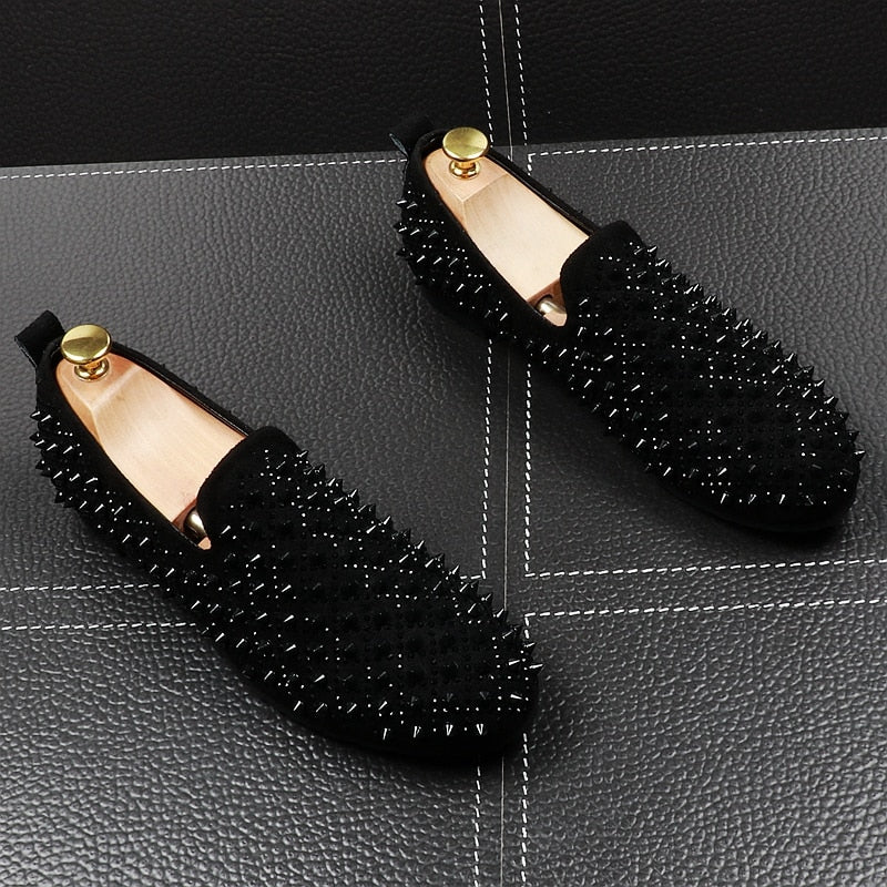 Black Gold Spikes Rivet Punk Style Men 