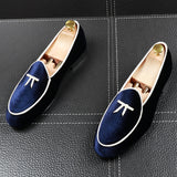 Suede with White Lining and Ribbon Detail Men Loafers Shoes