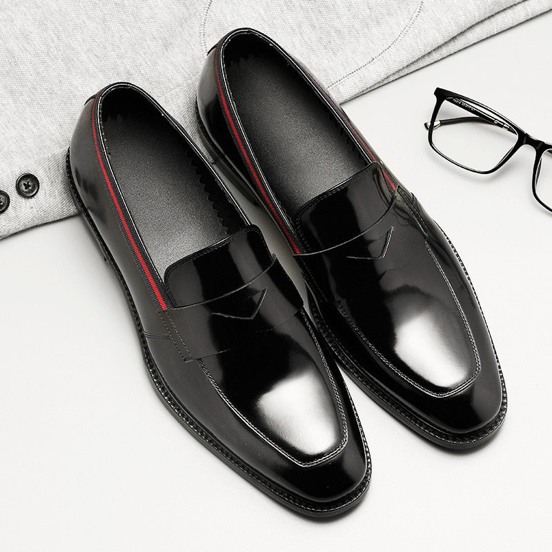 mens black patent leather loafers