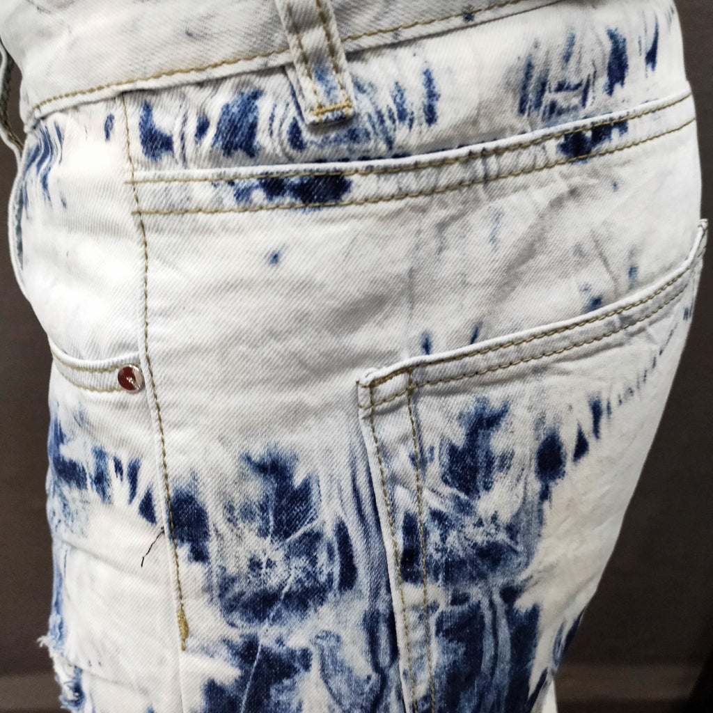 Street Style Blue Abstract Ripped Jeans – FanFreakz