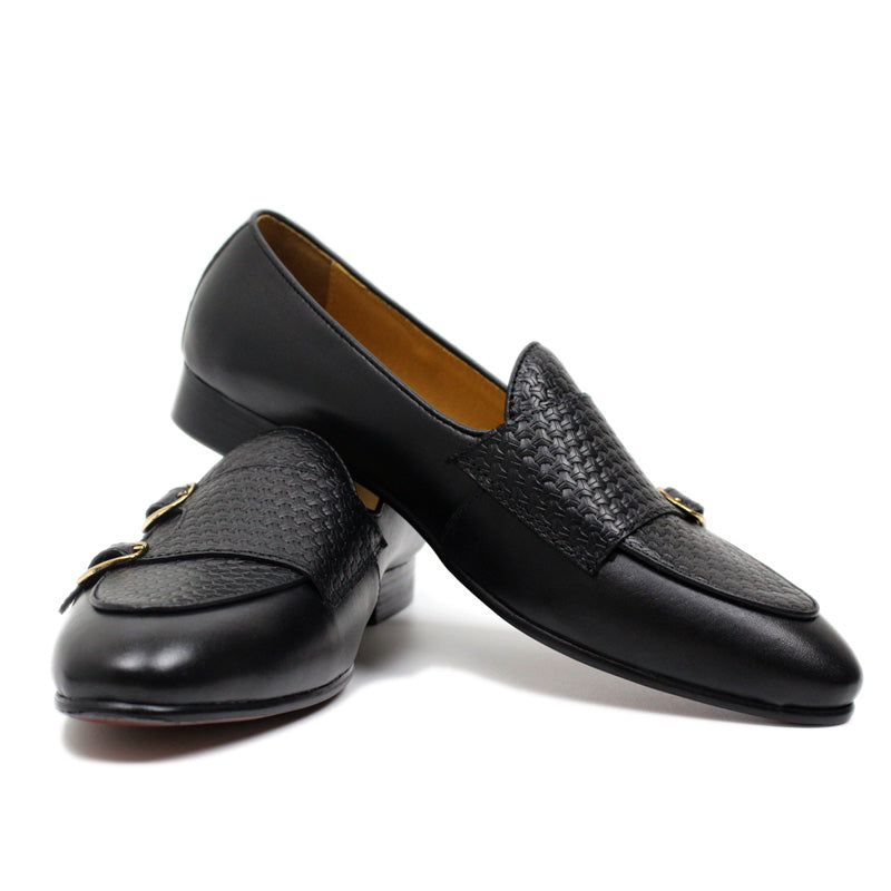 black painted loafers