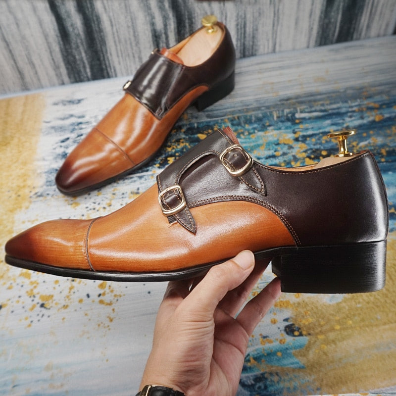 Luxurious Genuine Leather Men Monk Shoes