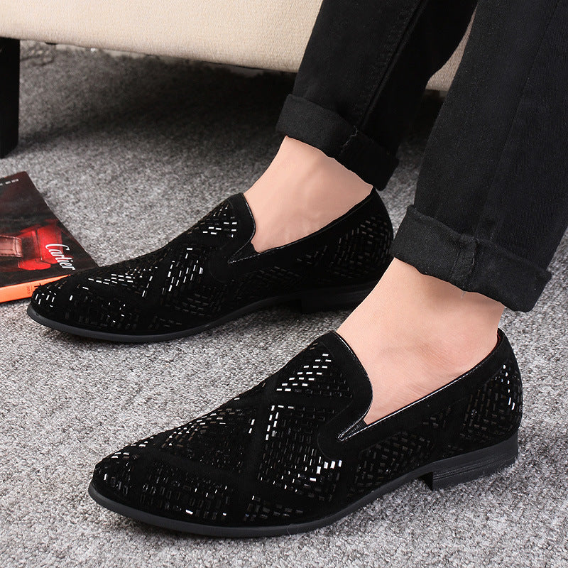 black loafers with rhinestones