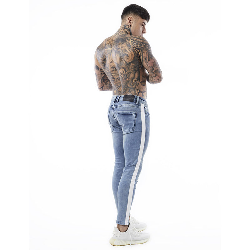 men's side tape jeans