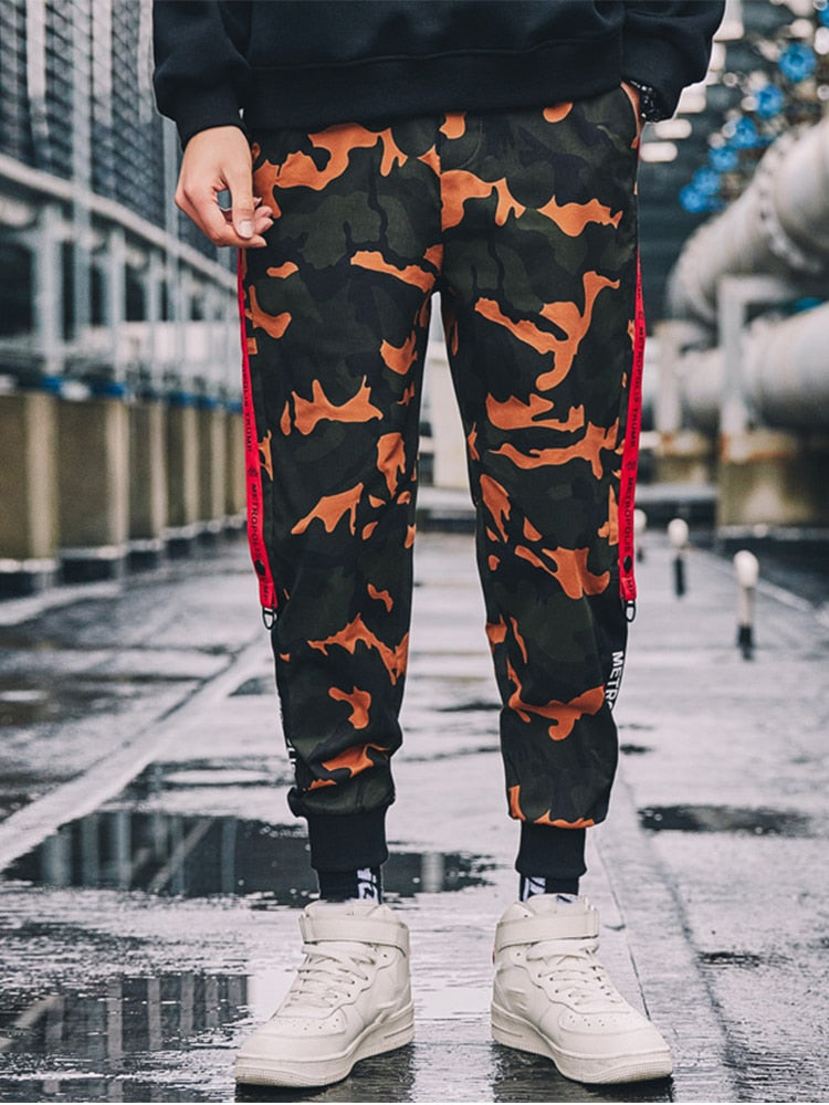 orange camo joggers