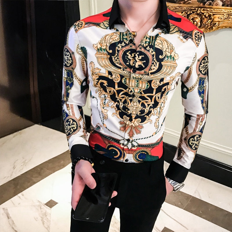 Luxury Baroque Fancy Print Casual Men 