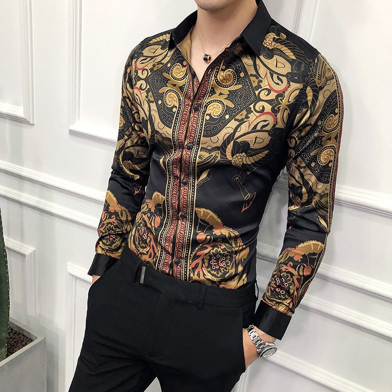 Vintage Luxurious Gold Art Printed Men Shirt – FanFreakz