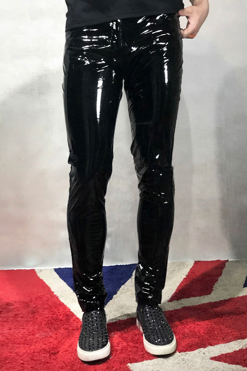 men skinny leather pants