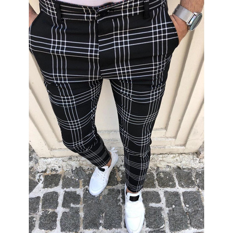 skinny plaid pants for men