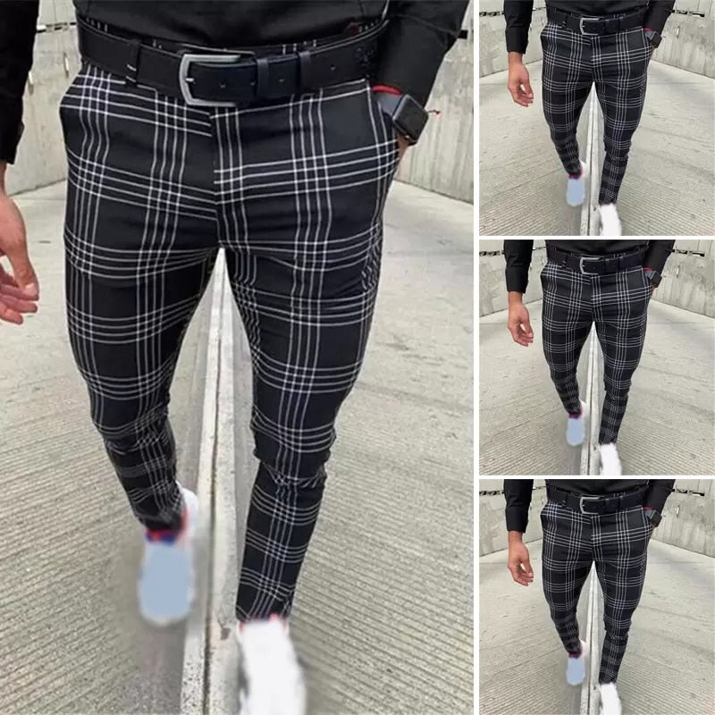 Plaid Slim Fit Black White Skinny Men Trousers – FanFreakz