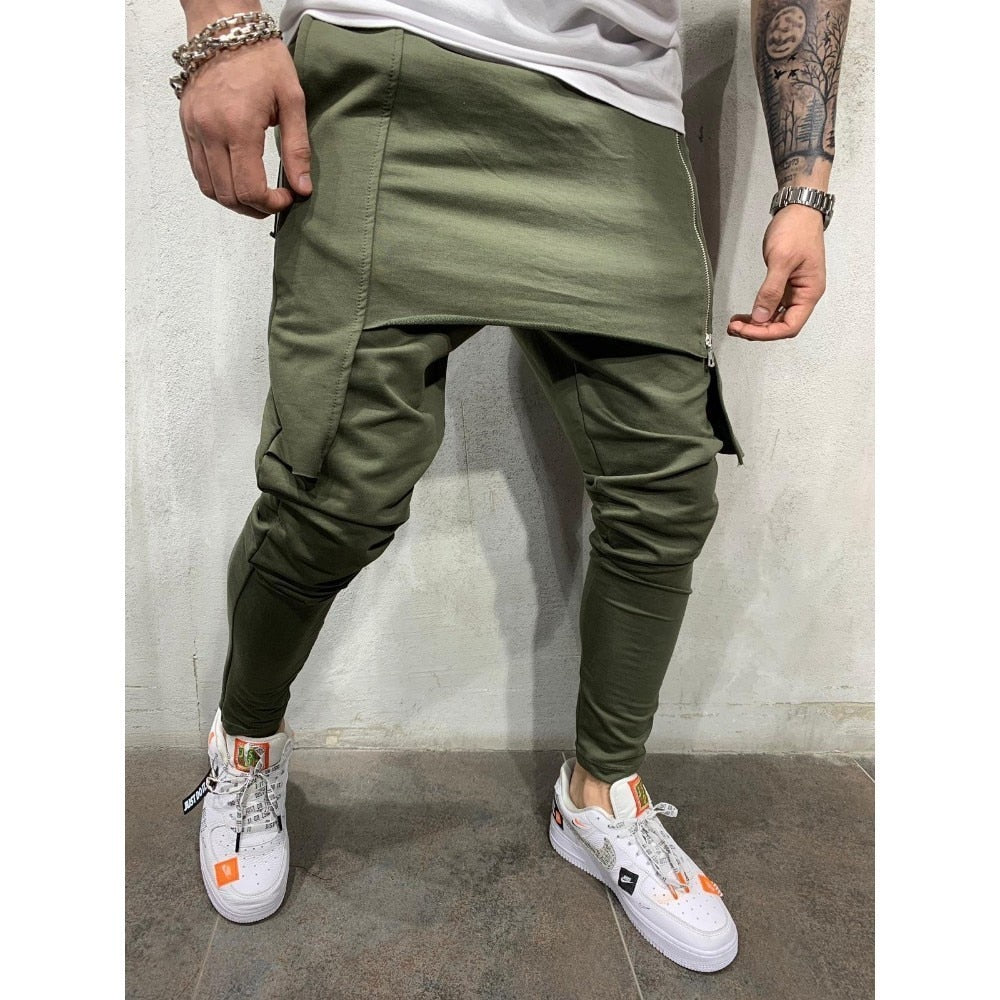 jogger pants double zipper